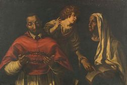 Manner of Bartolomeo Schedoni (Italian, 1578-1615) Saint Carlo Borromeo Contemplating the Passion